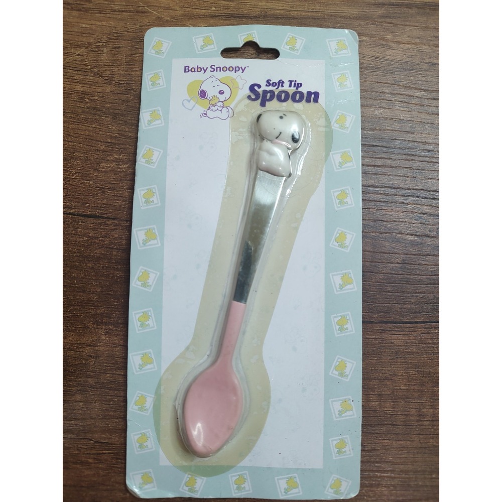 Vintage Baby Snoopy Peanuts Delta Pink Silver Toddler Spoon New Old Stock A11